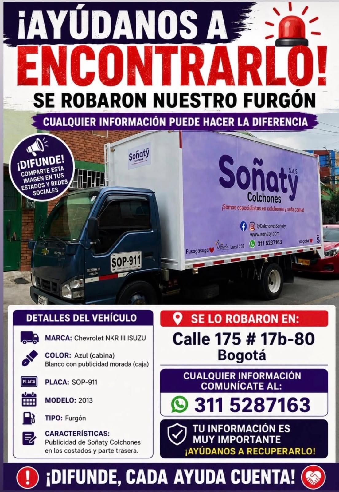 Lograron recuperar camión que había sido robado horas antes en Bogotá - crédito @soycamilogomez/X