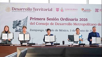 Gobernadores de cuatro entidades celebran ampliación de la Zona Metropolitana del Valle de México.
Crédito. X/ @delfinagomeza