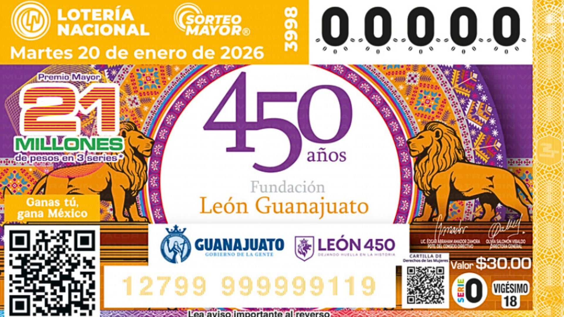 Todos los números ganadores y reintegros del sorteo de este martes 20 de enero de 2026. (Lotería Nacional)