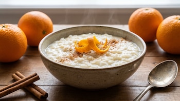 Receta de arroz con leche y cáscara de naranja, rápida y fácil
