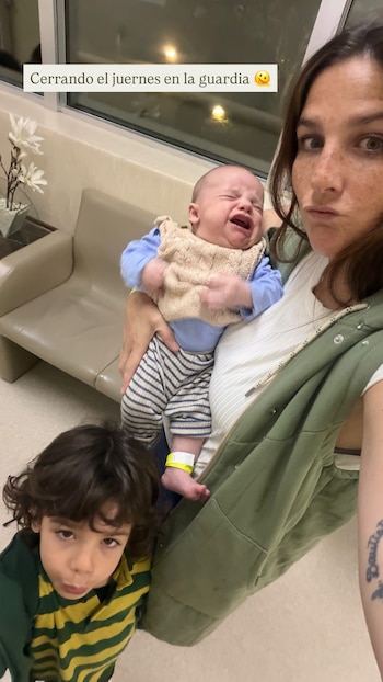 Juana Repetto con Belisario y Timoteo en la guardia médica