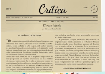 El cuento de Salvadora Medina Onrubio en el diario Crítica.