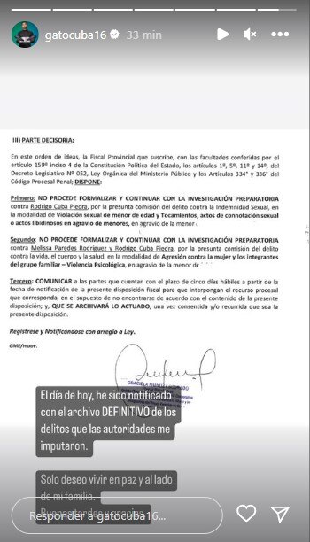 Rodrigo Cuba anuncia que denuncias