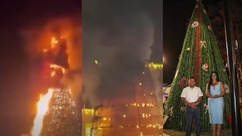 Fuego consume árbol navideño del