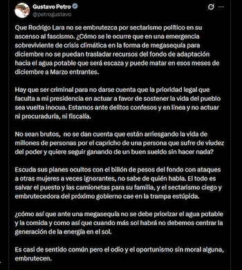 Gustavo Petro - crédito @petrogustavo/X