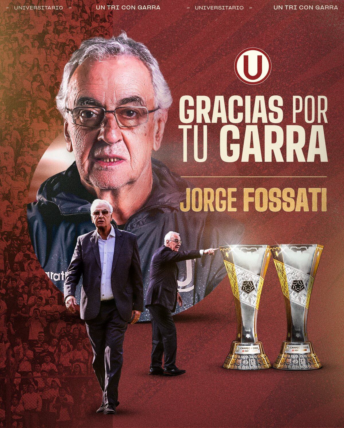 Universitario de Deportes oficializó la salida de Jorge Fossati como entrenador del plantel principal masculino. Crédito: X Universitario.