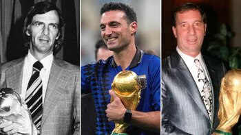 César Luis Menotti, Lionel Scaloni y Carlos Bilardo