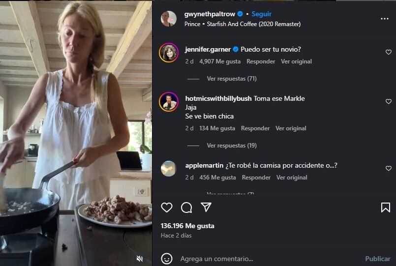 Jennifer Garner y Apple Martin reaccionaron a la publicación de Gwyneth Paltrow. (Instagram/Gwyneth Paltrow)