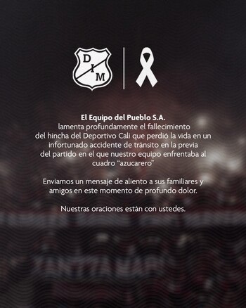 Mensaje de condolencias de Independiente