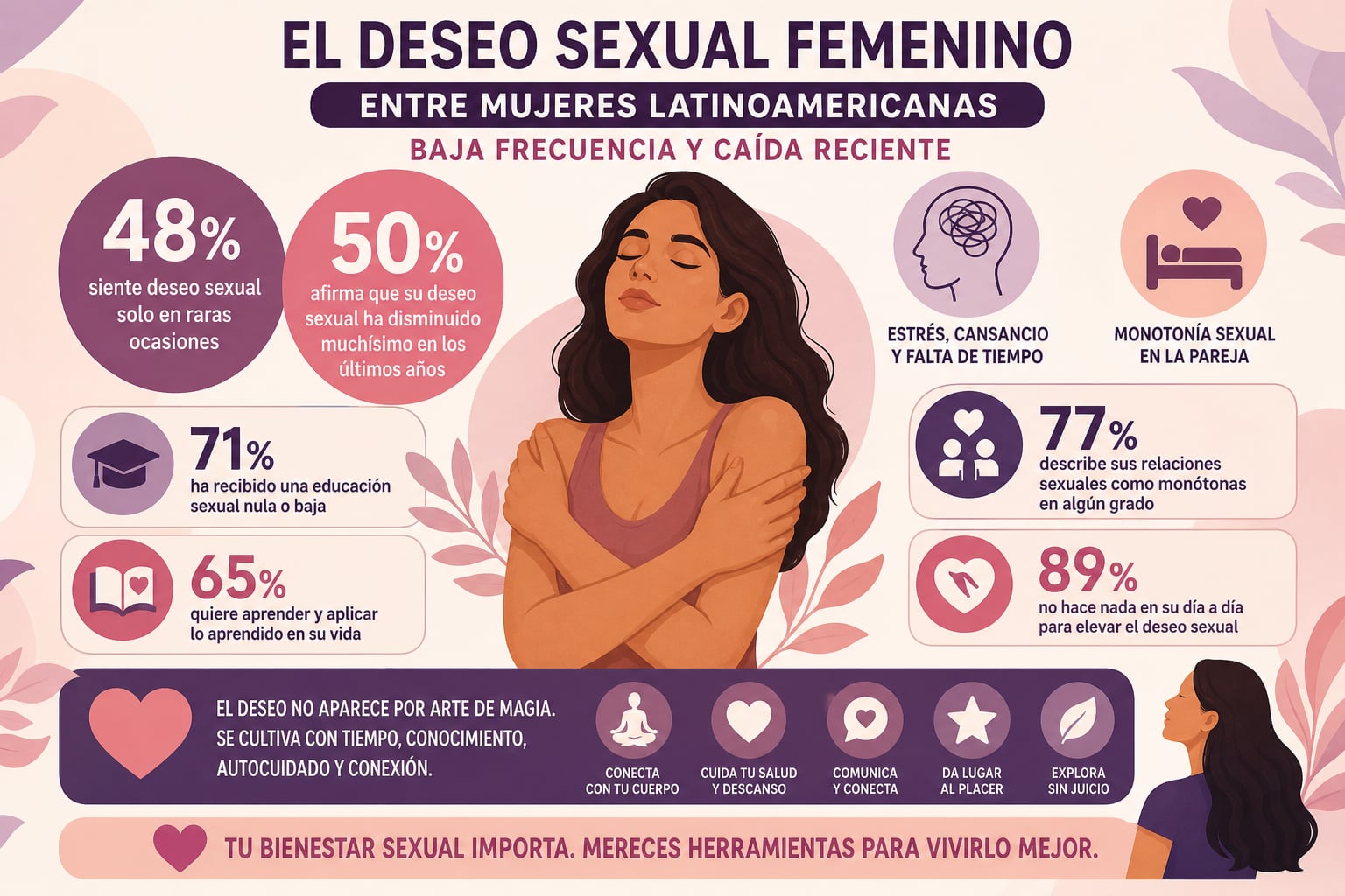 Escobar sostuvo que “el 77% describe sus relaciones sexuales como monótonas en algún grado y el 89 % reconoce no hacer absolutamente nada en su día a día para elevar el deseo sexual”. (Imagen Ilustrativa Infobae)