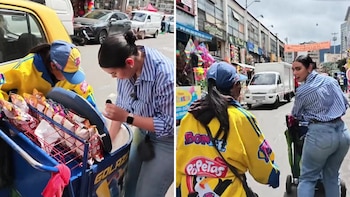 Doña Ana, de 70 años, dejó momentáneamente su carrito de BonIce para participar en la grabación - crédito @districomer.cb/TikTok
