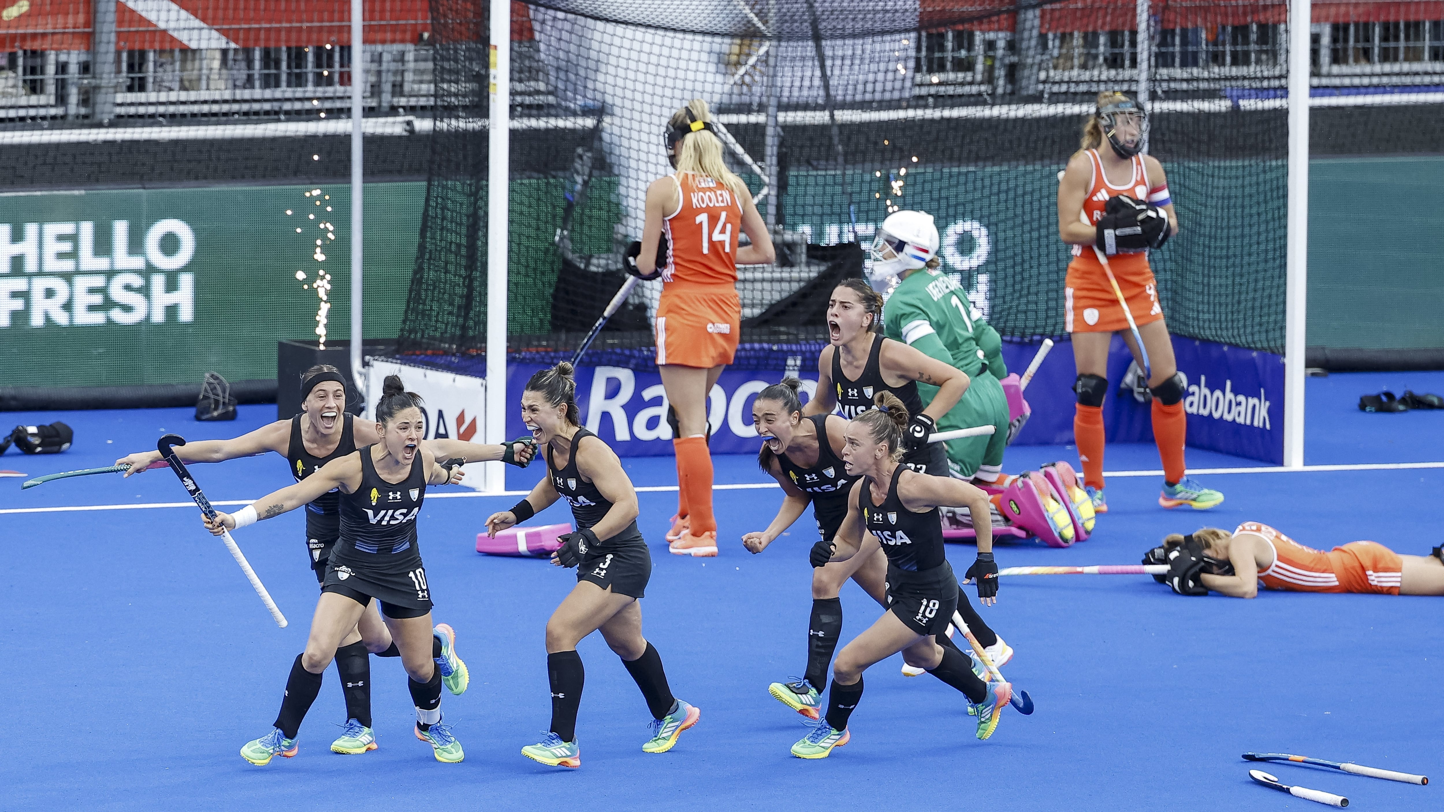 Las Leonas hicieron historia al derrotar a Países Bajos (Photo by Bas CZERWINSKI / ANP / AFP) / Netherlands OUT