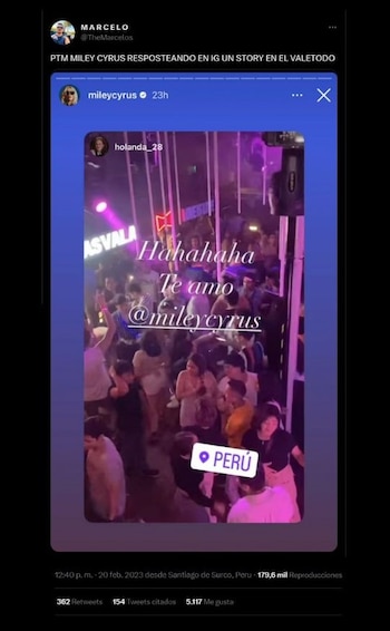 Miley Cyrus reposteó video de