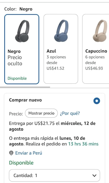 Un producto que no está incluido en el envío gratis de Amazon a Perú