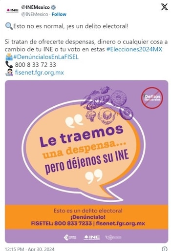 El INE advirtió de frases