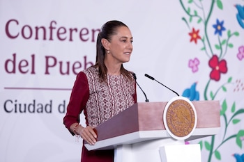 La presidenta Claudia Sheinbaum durante 'La Mañanera' de este lunes. (Crédito: Gobierno de México)