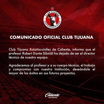 Xolos anunció cese de Robert