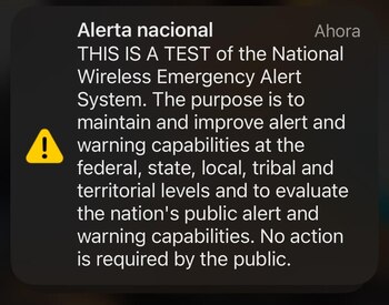 El mensaje de alerta que