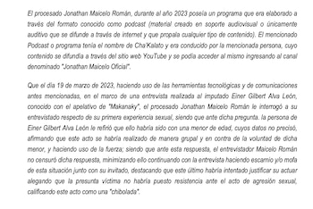 Hechos imputados a Jonathan Maicelo y Makanaky