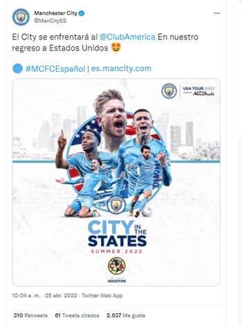 El Manchester City jugará dos