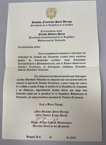 Esta es la carta que