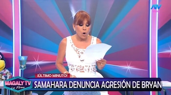 Magaly revela denuncia de Samahara Lobatón y cuestiona el interés de Bryan Torres por su celular. Captura: Magaly TV La Firme.