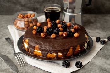 Receta de tarta de avellanas con cobertura de chocolate (Magnific)
