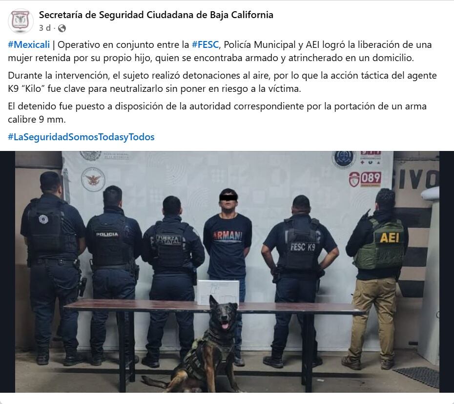 El hombre fue detenido por la policía. (Facebook SSCBC)