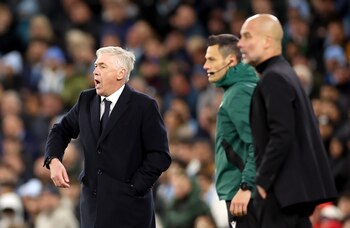 Ancelotti Vs. Guardiola por la UEFA Champions League. (EFE/EPA/ADAM VAUGHAN)