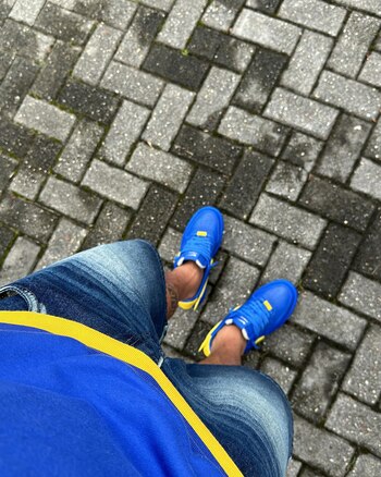 Las zapatillas azul y oro