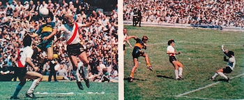 Maradona se la bajó impecablemente de cabeza a Gareca, que anotó el último gol de aquella mañana. Fue su primer tanto en la historia del Superclásico.