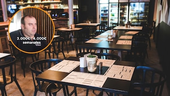Vicente Nicolau, propietario del restaurante Las Brasas Steak House en Mallorca (montaje elaborado por Infobae España con imagen del podcast de Adrián G. Martín)