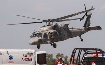 A Black Hawk military helicopter
