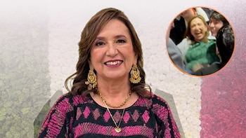Así voló por los aires Xóchitl Gálvez en el festejo del México vs Chequia