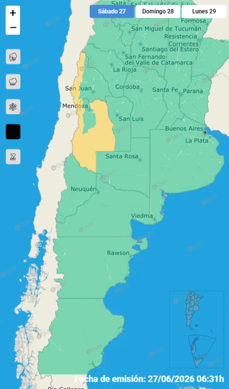 La región de Cuyo se encuentra bajo alerta por vientos fuertes (SMN)