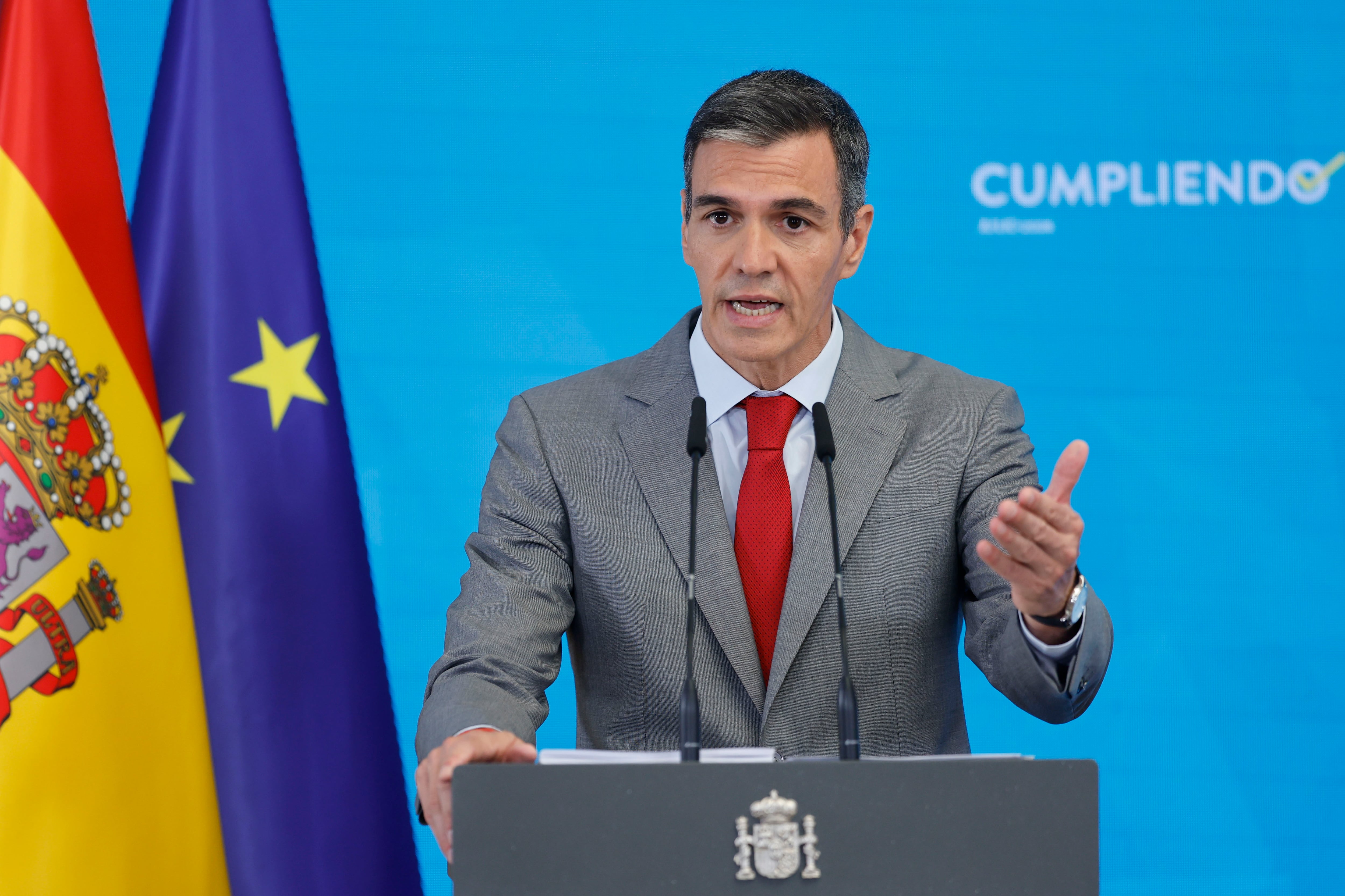 El presidente del Gobierno, Pedro Sánchez, hace balance este martes de un difícil curso político. (EFE/ Mariscal)