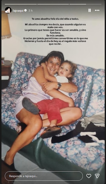 La historia de Instagram de La Joaqui incluyó una enseñanza de su abuela sobre responder con amabilidad cuando alguien es malo con vos