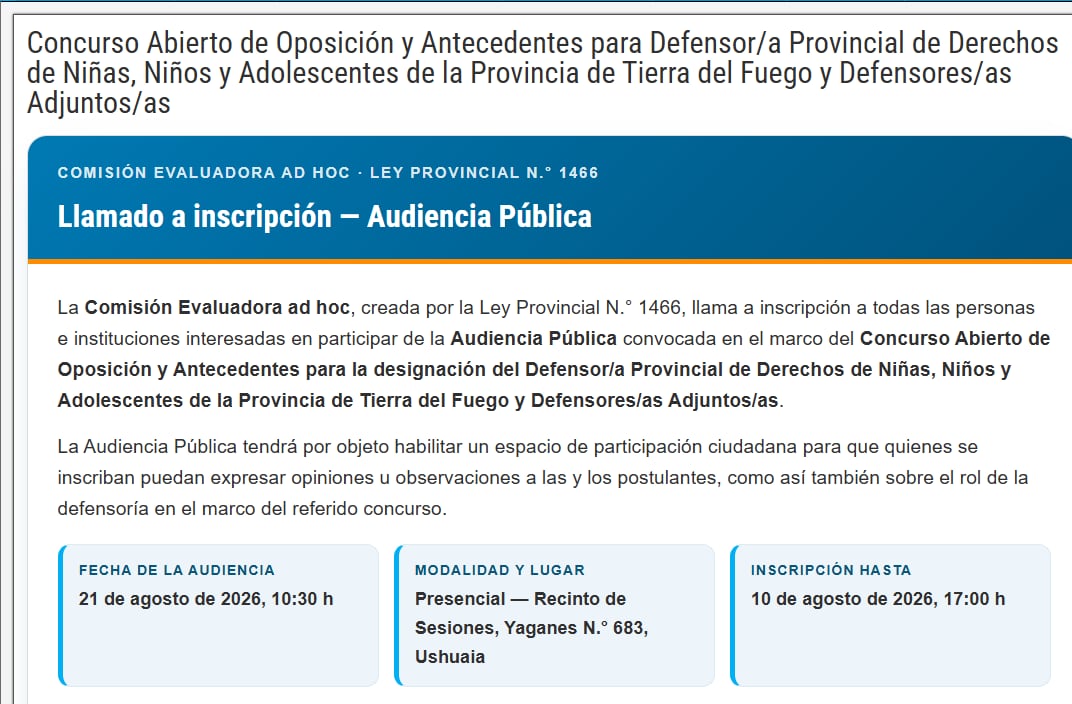 El sitio web del concurso