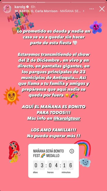 Karol G confirmó que tendrá