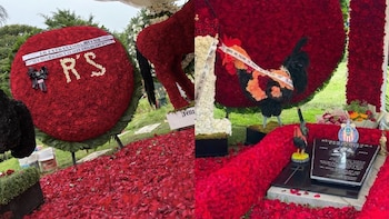 Gigantescos arreglos florales cubren la tumba de “El Mencho” por el día en que habría cumplido 60 años