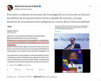 La senadora María Fernanda Cabal