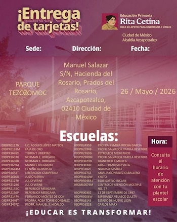 El coordinador estatal de las Becas del Bienestar en la Ciudad de México compartió el listado de escuelas pertenecientes a la alcaldía Azcapotzalco que recibirán su tarjeta el martes 26 de mayo. (Imagen Ilustrativa Gobierno de México)