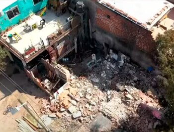 Explosión, incendio y derrumbe