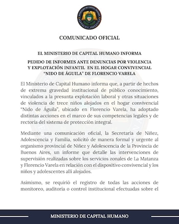 El comunicado del Ministerio de
