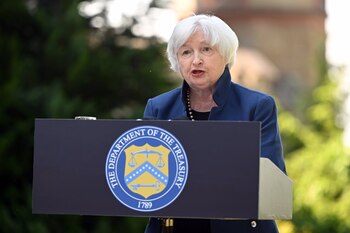 La Secretaria del Tesoro de EEUU confió en que el G7 avanzará en el préstamo de USD 50.000 millones a Ucrania (Europa Press)