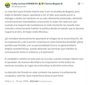 Cathy Juvinao reflexionó sobre la