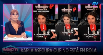 Karla Tarazona encara a Magaly Medina por opinar sobre su relación con Christian Domínguez. Captura: Magaly TV La Firme.