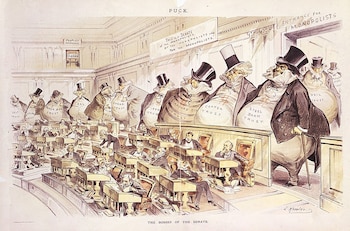 Los jefes del Senado (1889) del caricaturista Joseph Keppler