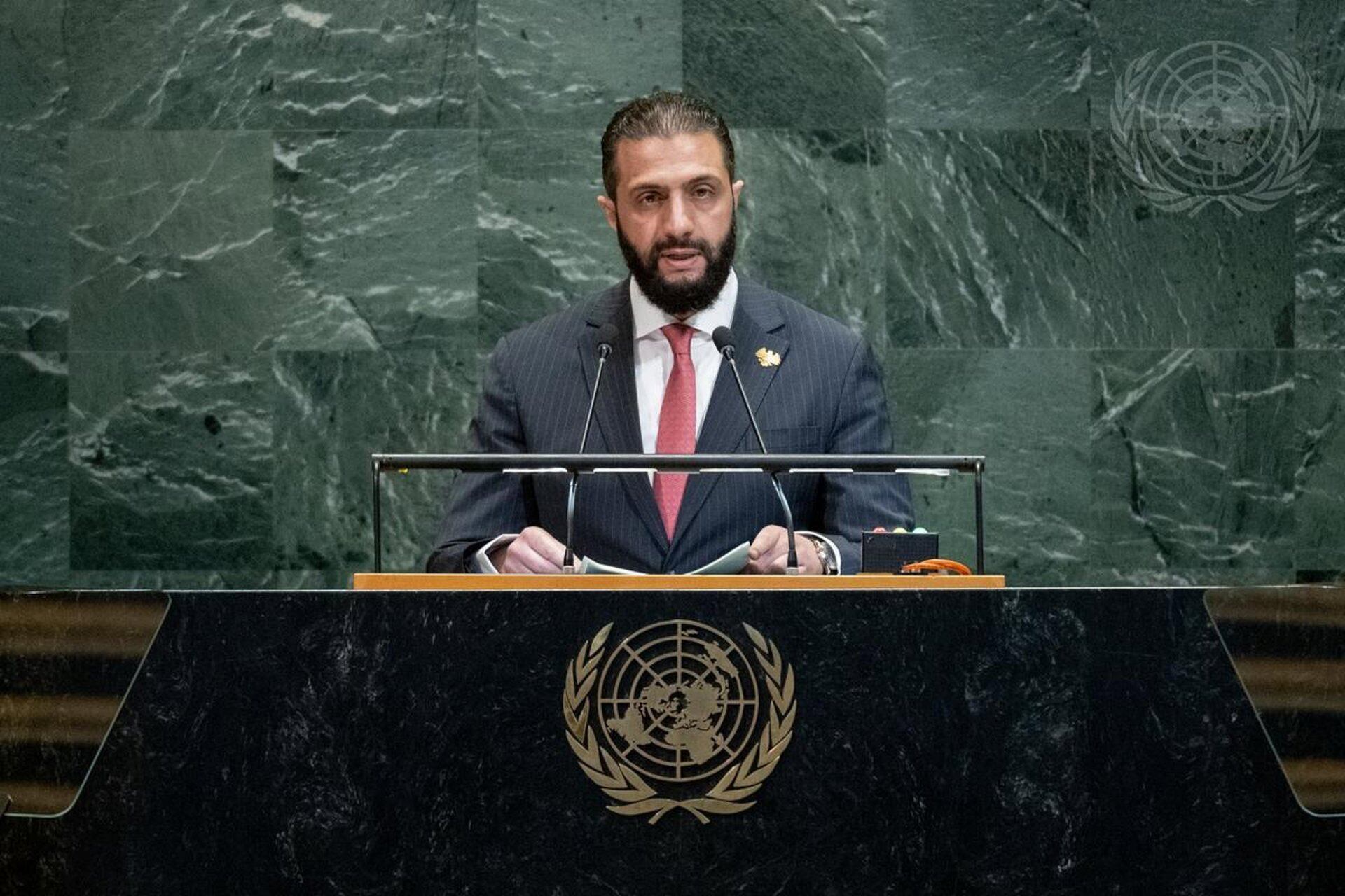 El presidente de Siria, Ahmed al Sharaa, en la Asamblea General de la ONU en Nueva York el 24 de septiembre de 2025 (Foto: EP)