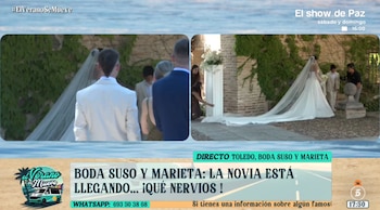 El velo extralargo de Marieta en su boda (Mediaset España)
